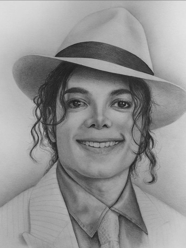 Early graphite portrait by Alireza Hemadani, Michael Jackson, pencil on paper
