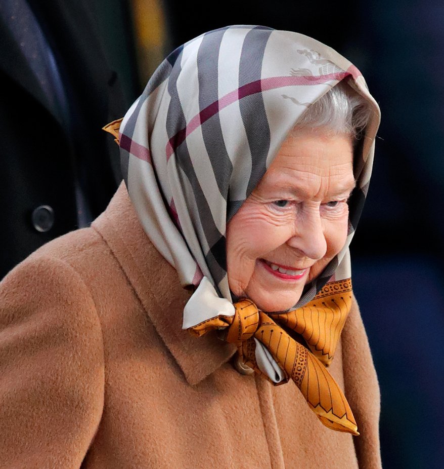 Reference photograph of the Queen's Burberry scarf, used as source material for Zan Zendegi Azadi by Alireza Hemadani